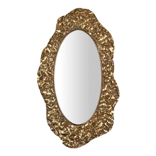 Espejo Ovalado con Marco Texturizado Dorado